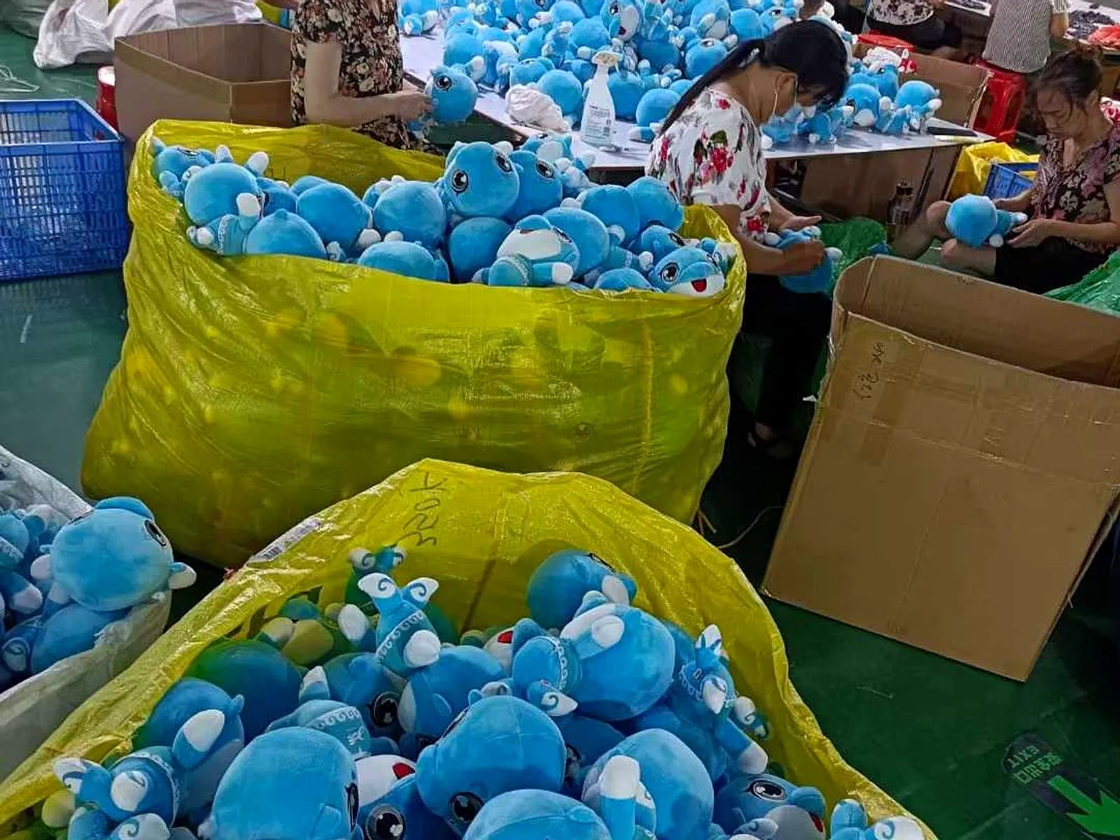 Production floor photograph at Custom Plush Toy Factory in Shenzhen