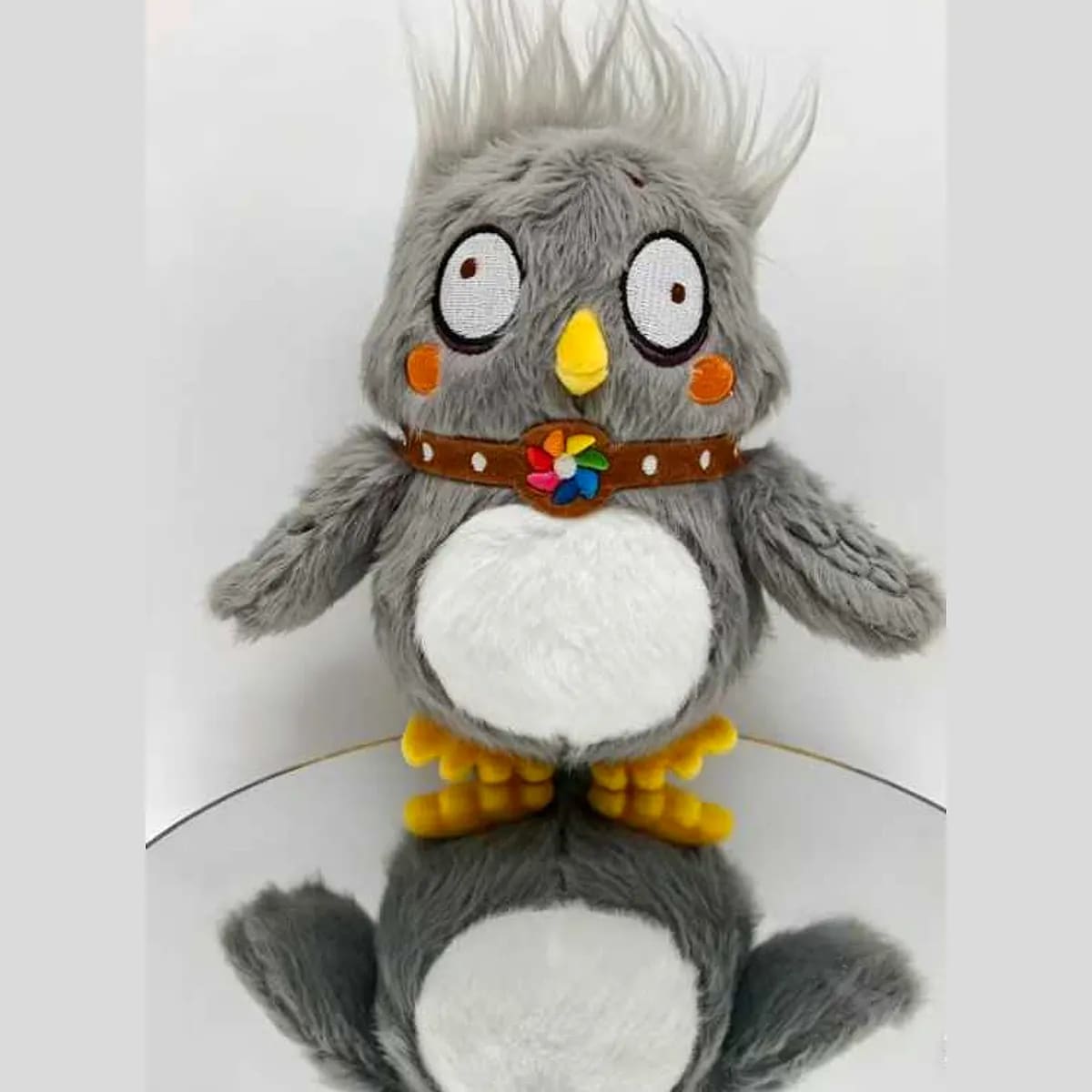 Grey horned owl plush — custom plush toys manufactured in Shenzhen by Custom Plush Toy Factory